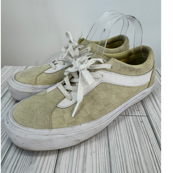Vans Suede Checkerboard Light Green Sneakers Womens 9.5 HEIQ Eco Dry Water Repel - Picture 1 of 13